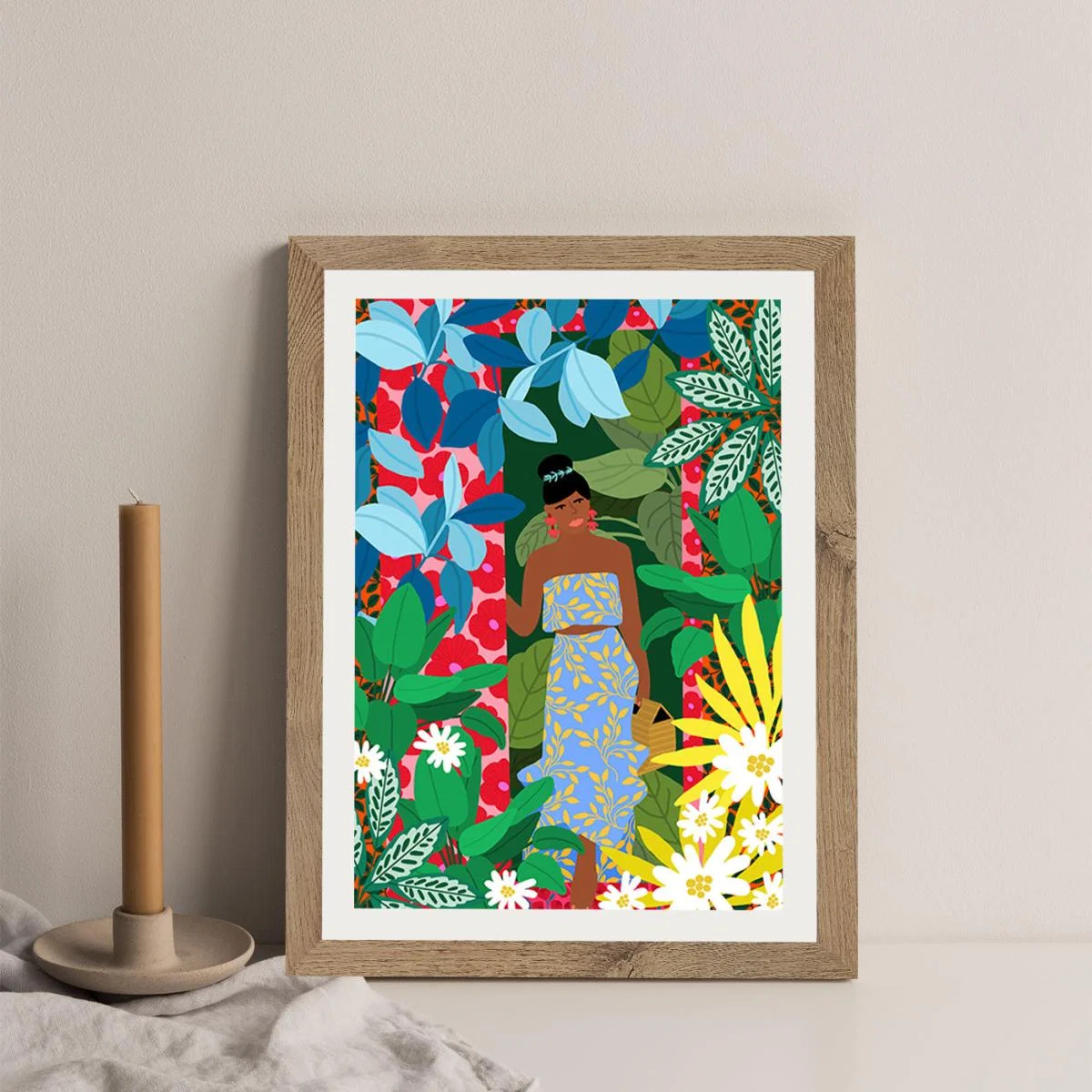 Girl At The Door Art Print Oak Frame – image 3