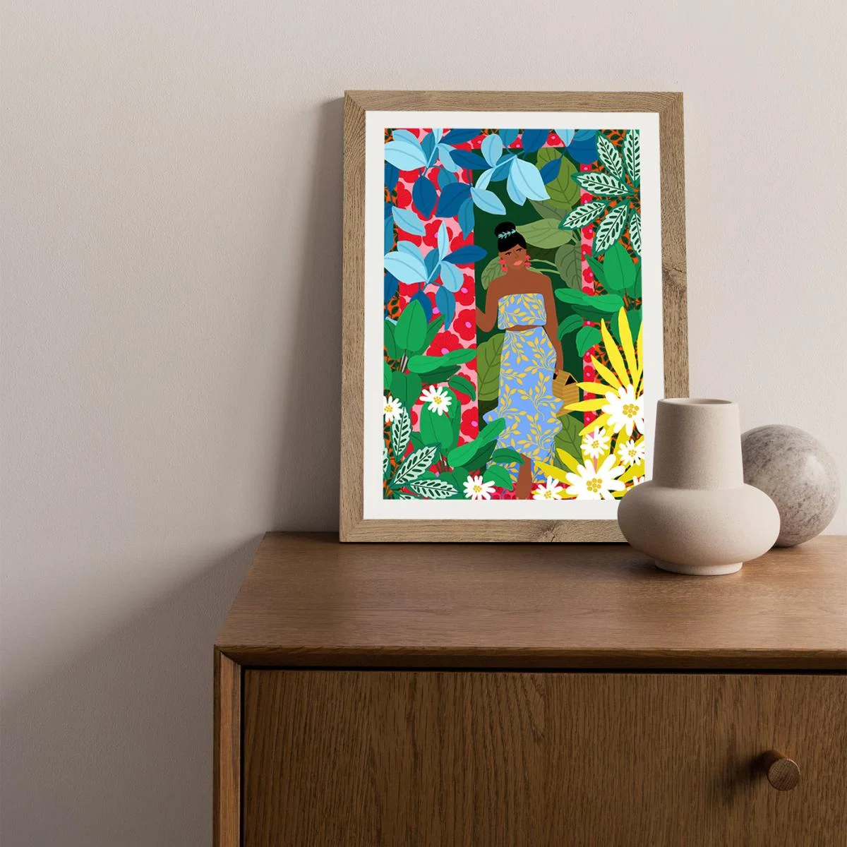 Girl At The Door Art Print Oak Frame – image 4