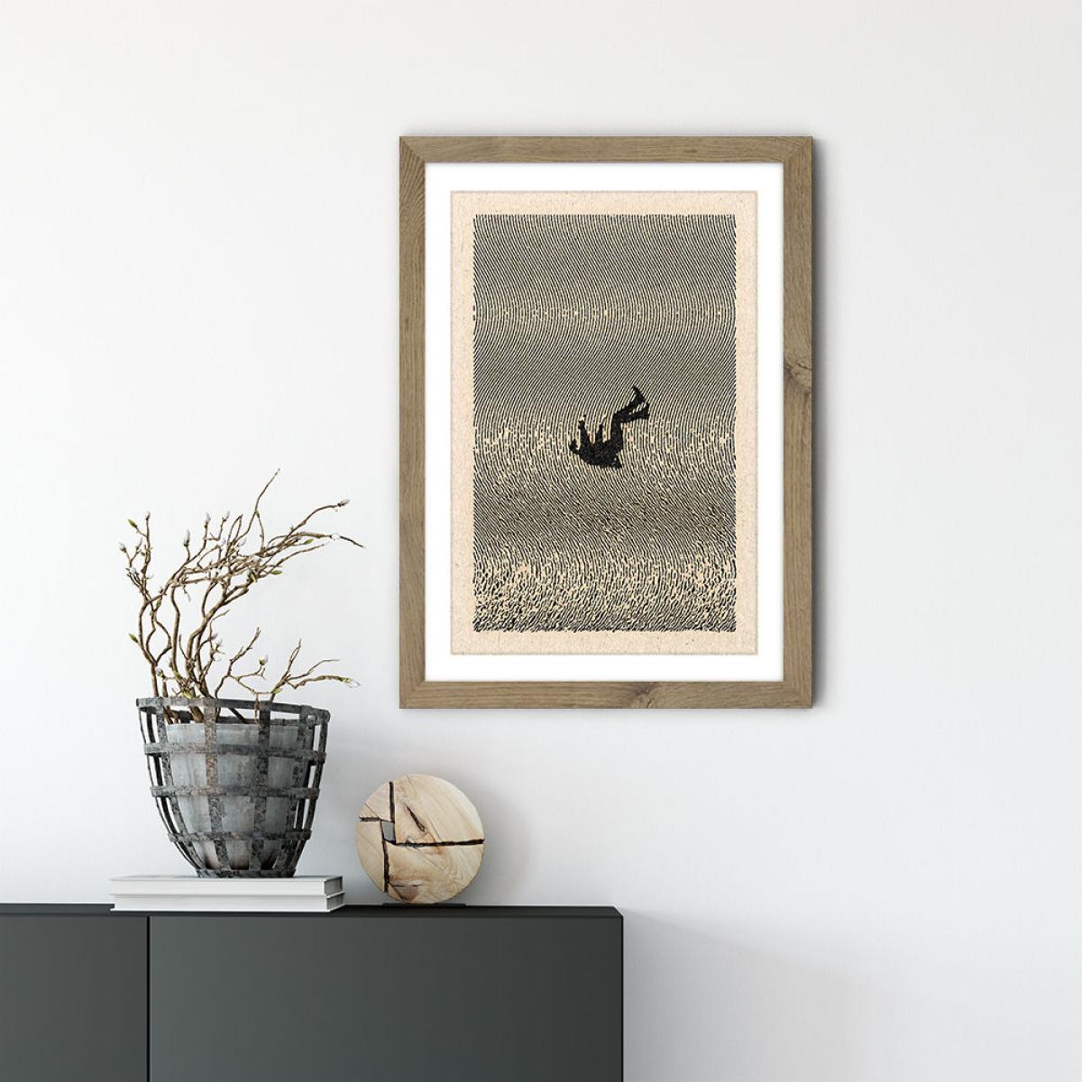 Falling Art Print Oak Frame – image 2