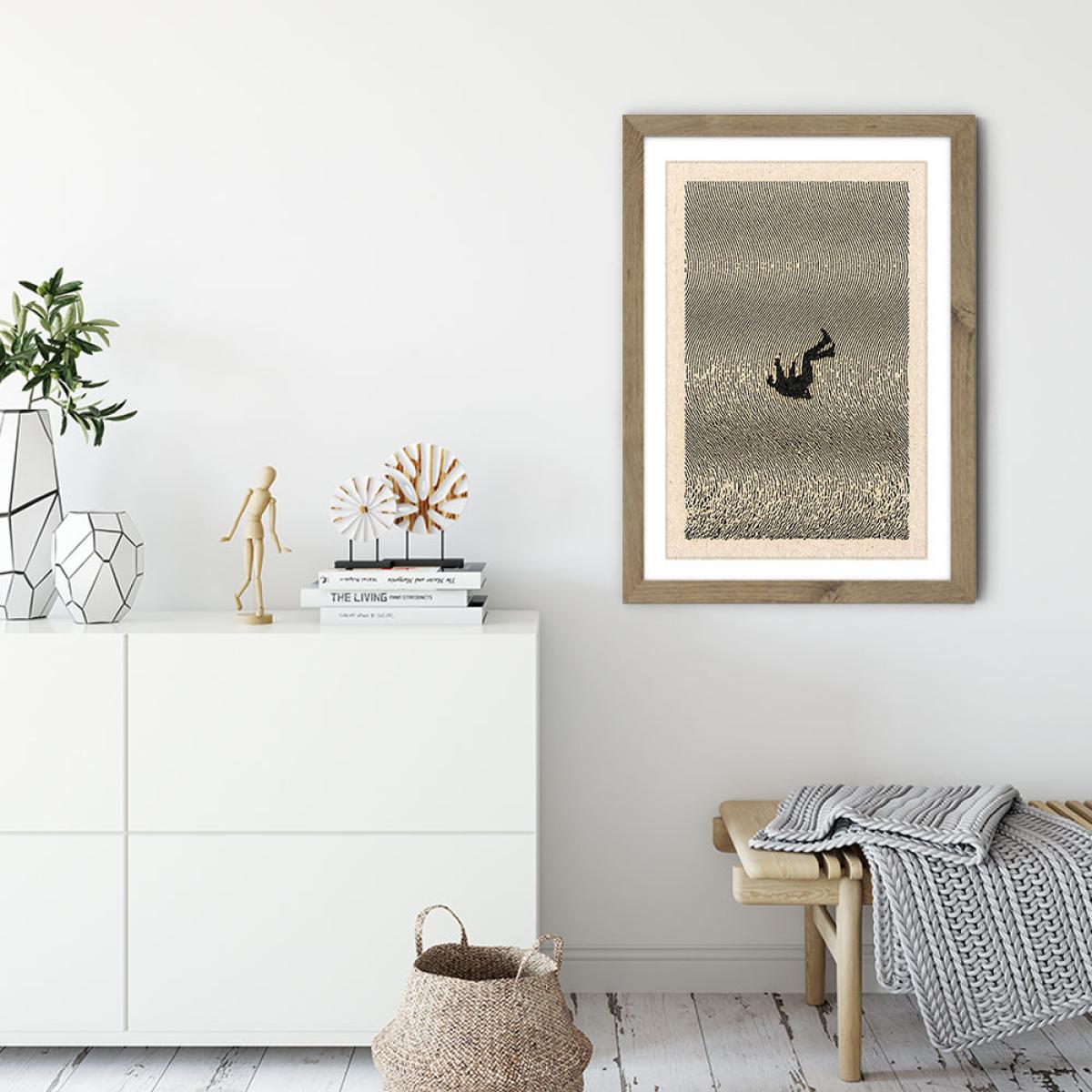 Falling Art Print Oak Frame – image 3