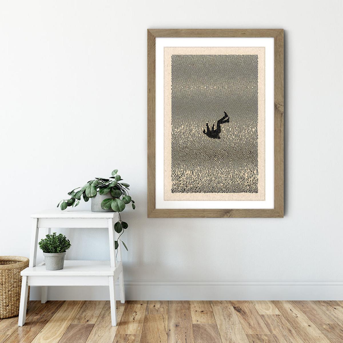 Falling Art Print Oak Frame – image 4
