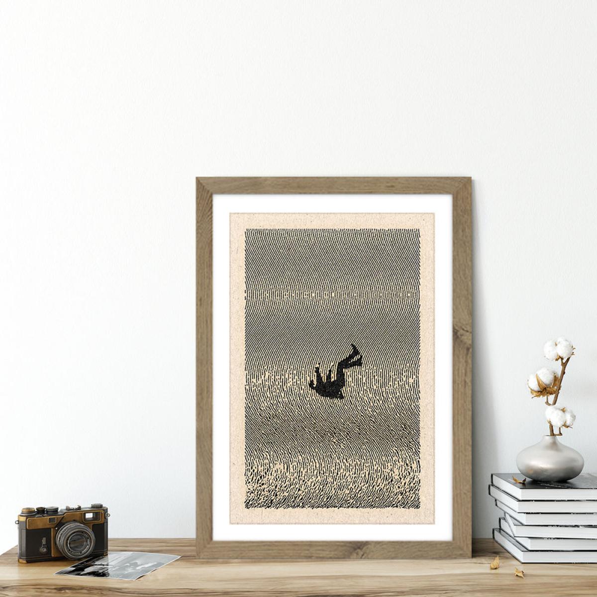 Falling Art Print Oak Frame – image 5