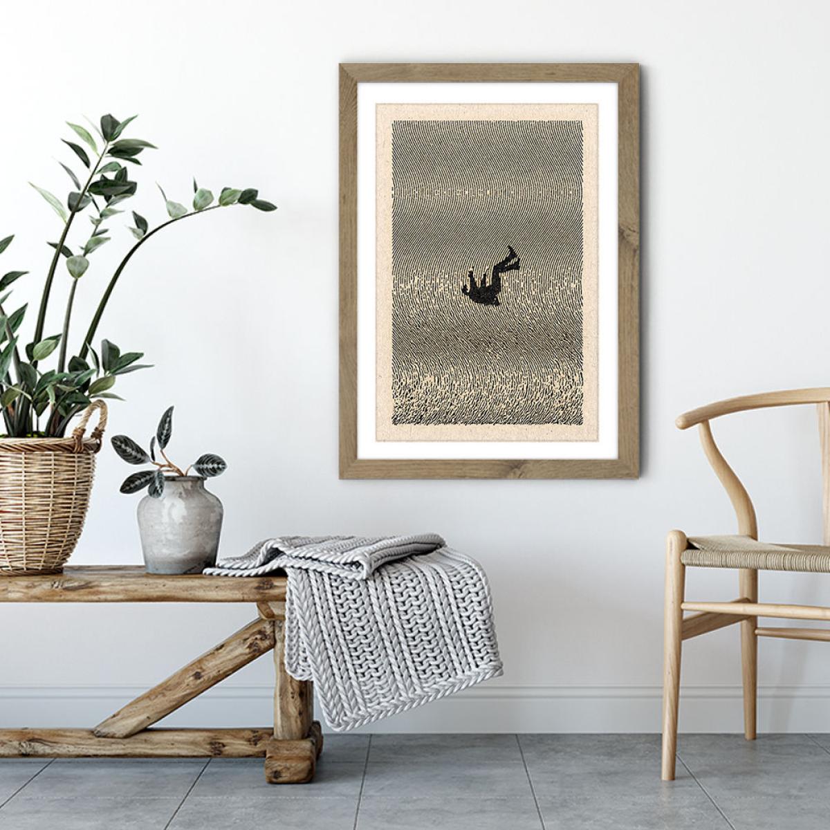 Falling Art Print Oak Frame – image 6