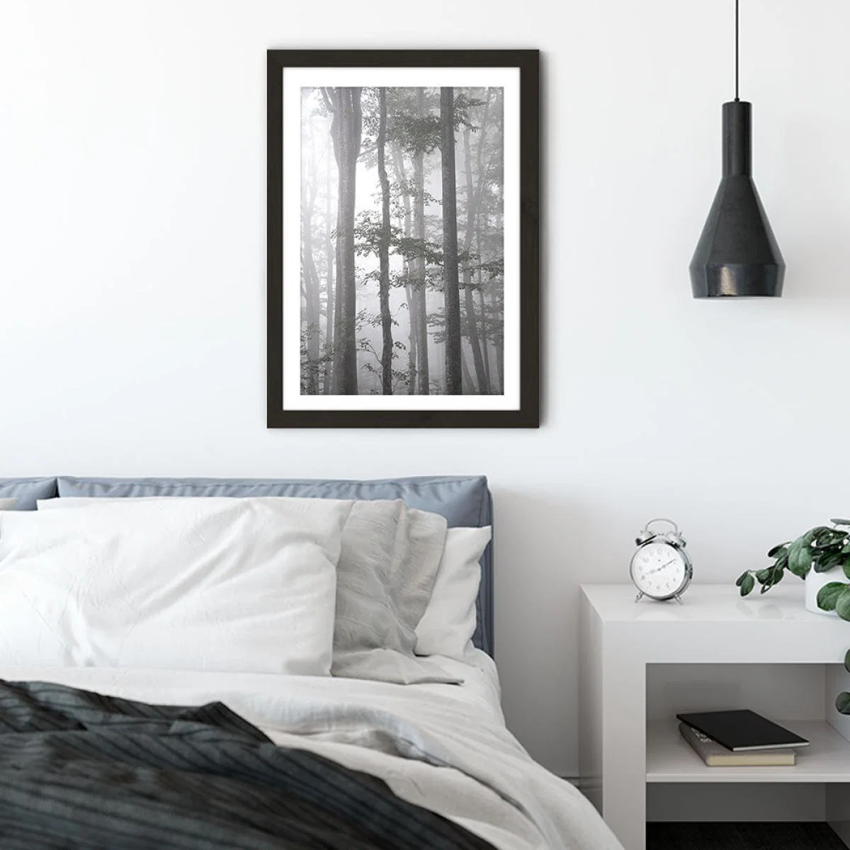 Foggy Autumn Forest Art Print Black Frame – image 4