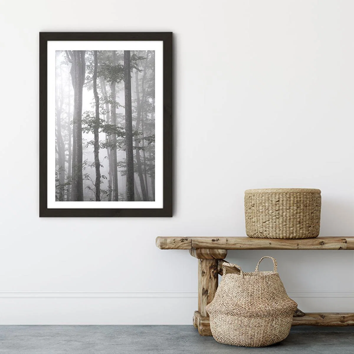 Foggy Autumn Forest Art Print Black Frame – image 6