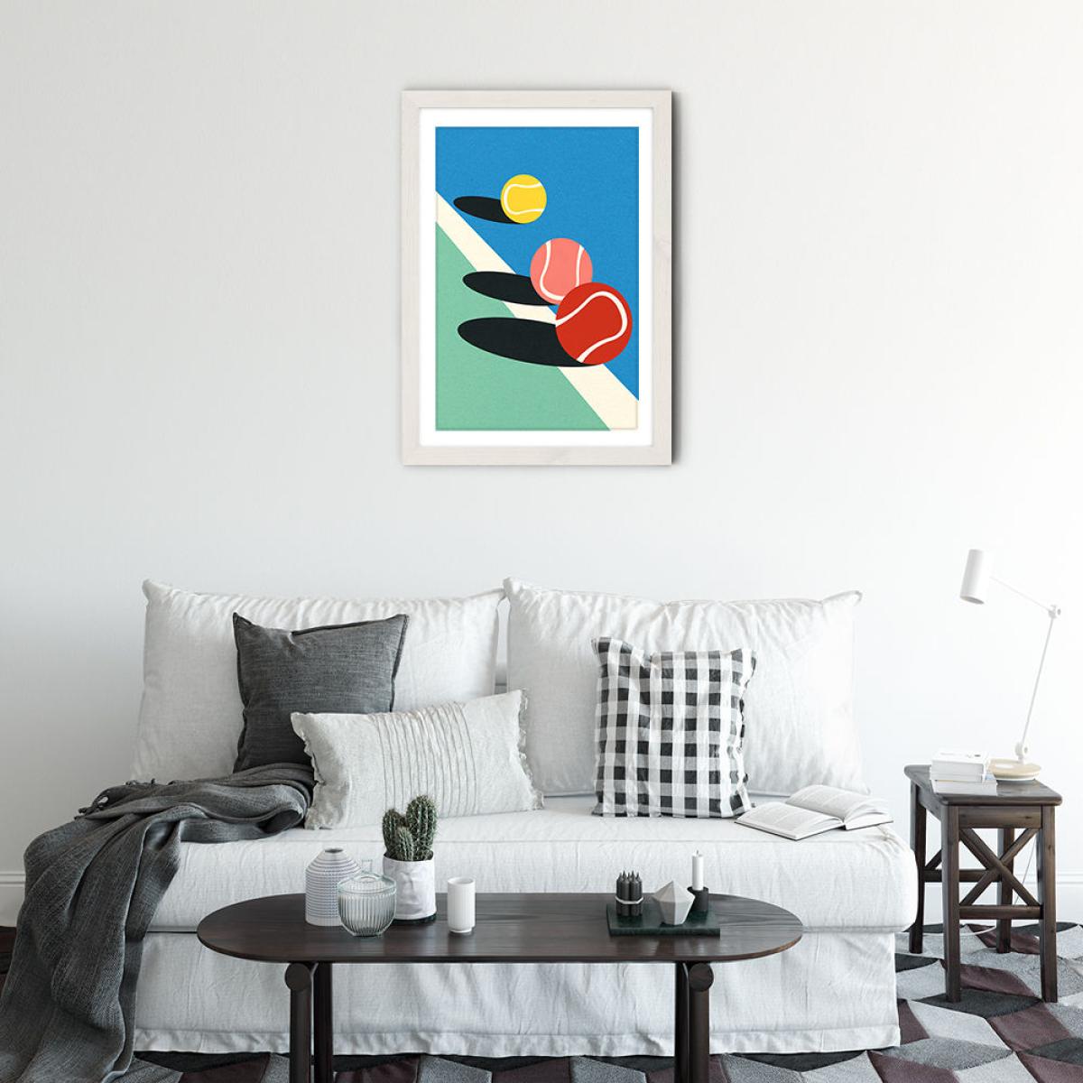 3 Tennis Balls Art Print White Frame – image 2
