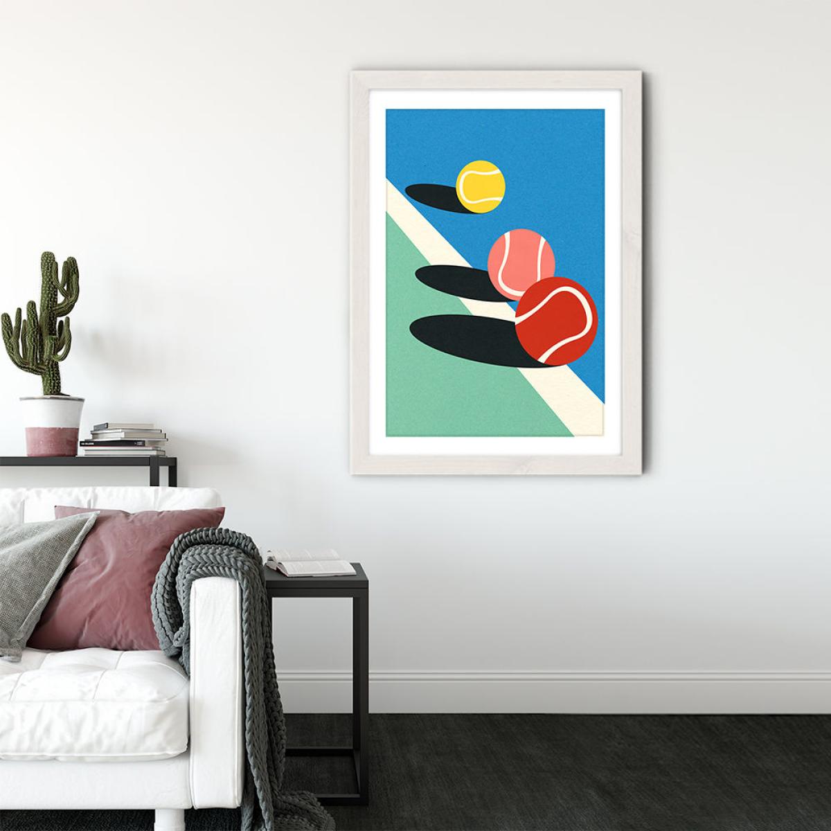 3 Tennis Balls Art Print White Frame – image 3
