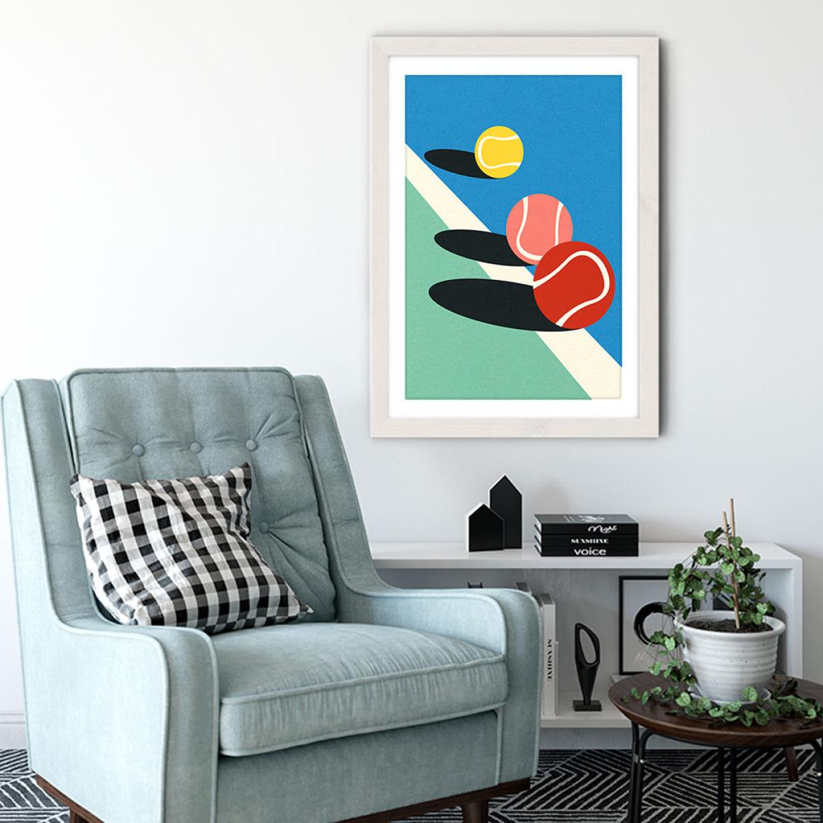 3 Tennis Balls Art Print White Frame – image 4
