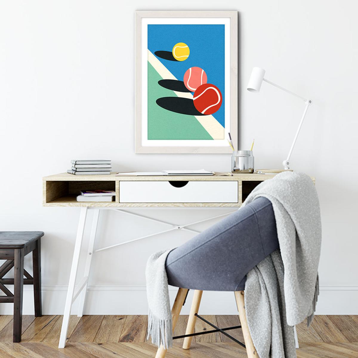 3 Tennis Balls Art Print White Frame – image 5