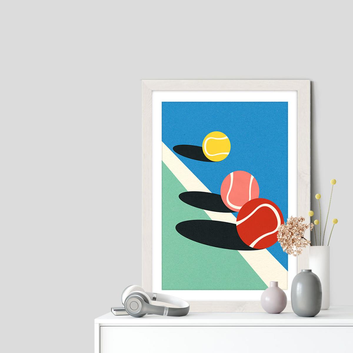 3 Tennis Balls Art Print White Frame – image 7