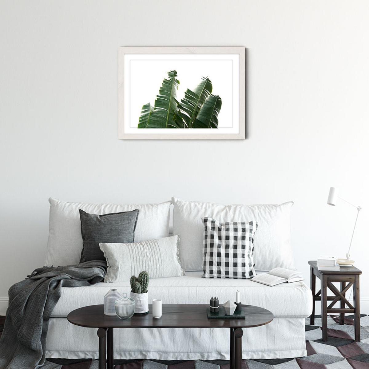 Banana Leaves 1 Art Print White Frame – image 2
