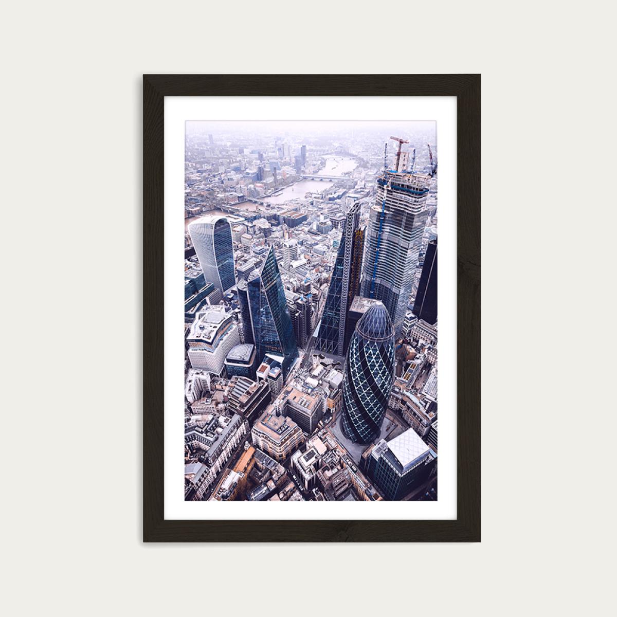 London Drone Art Print Black Frame – image 1