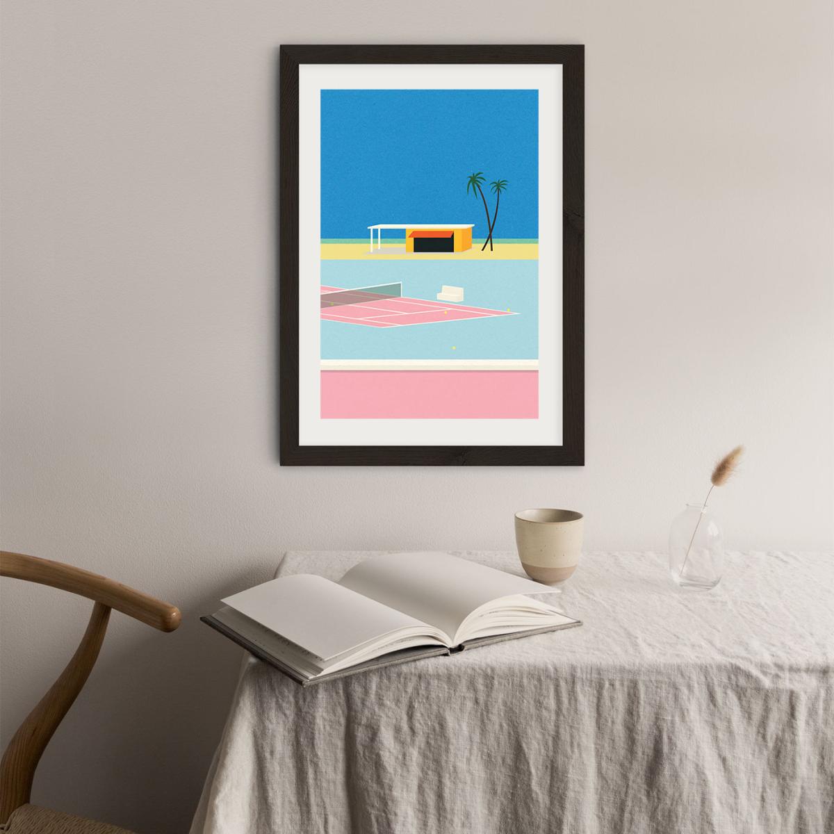 Tennis By The Beach Art Print Black Frame – image 3