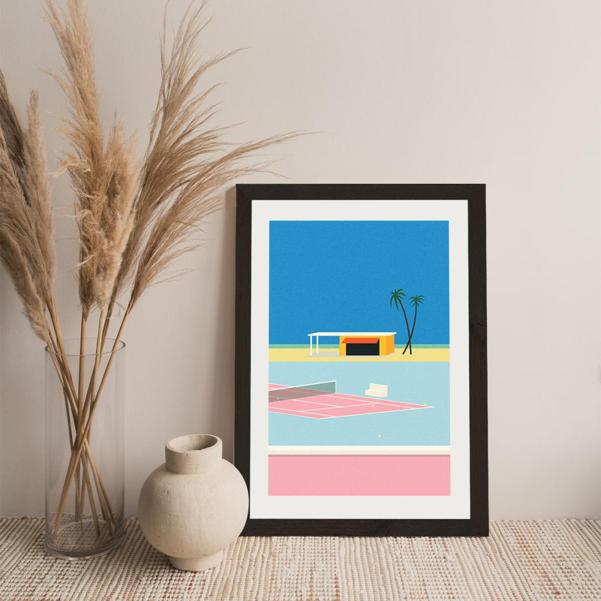 Tennis By The Beach Art Print Black Frame – image 6