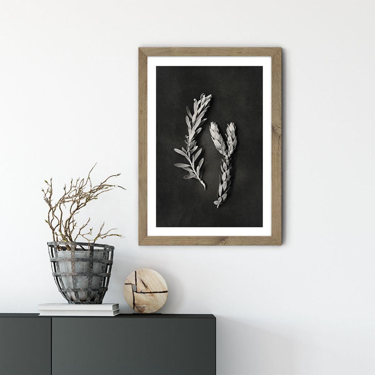 Monochrome Pins 2 Art Print Oak Frame – image 2
