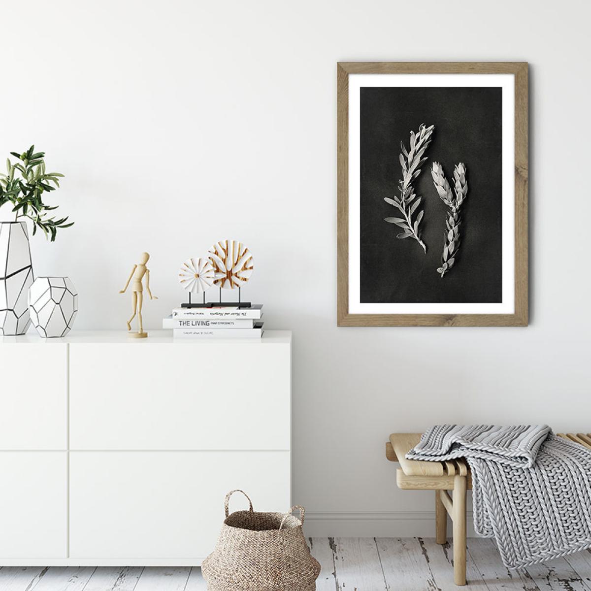 Monochrome Pins 2 Art Print Oak Frame – image 3