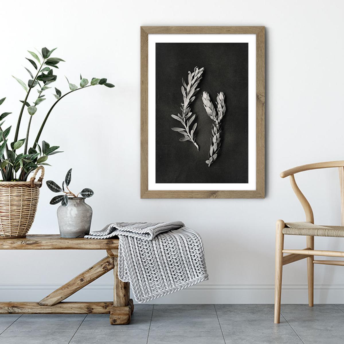 Monochrome Pins 2 Art Print Oak Frame – image 4