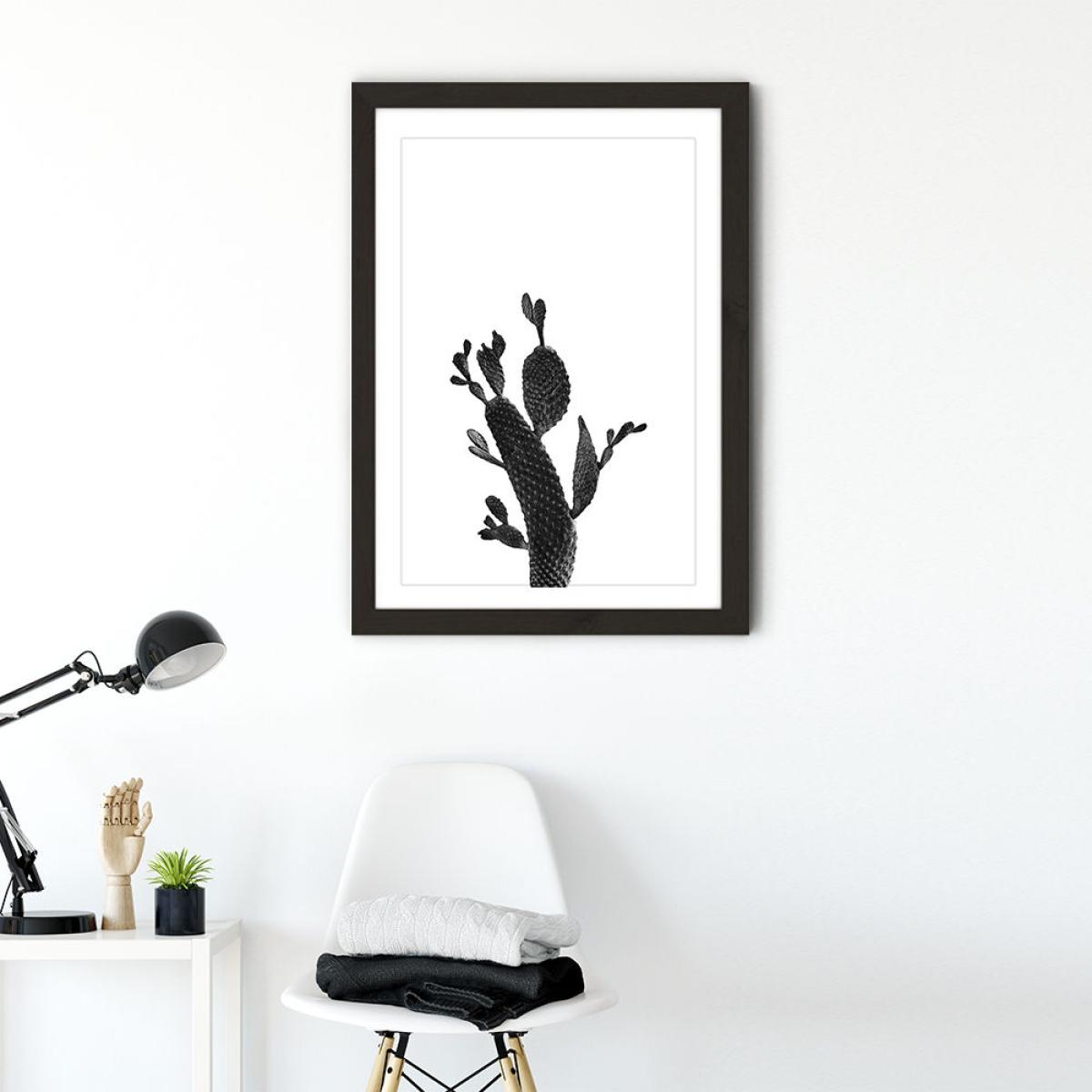Cactus Black and White 2 Art Print Black Frame – image 2