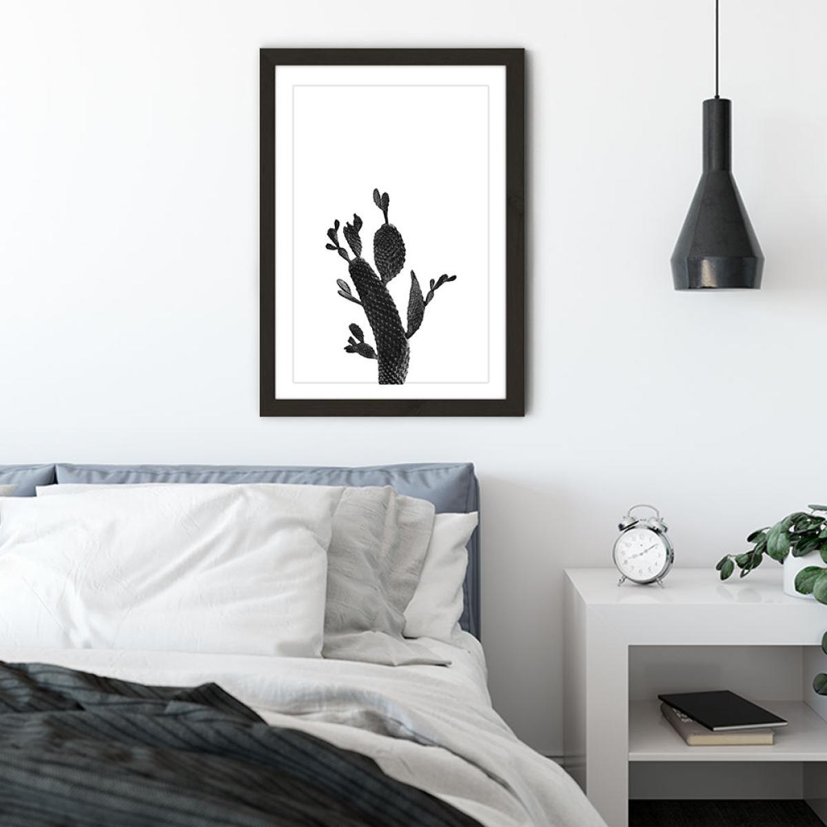 Cactus Black and White 2 Art Print Black Frame – image 4
