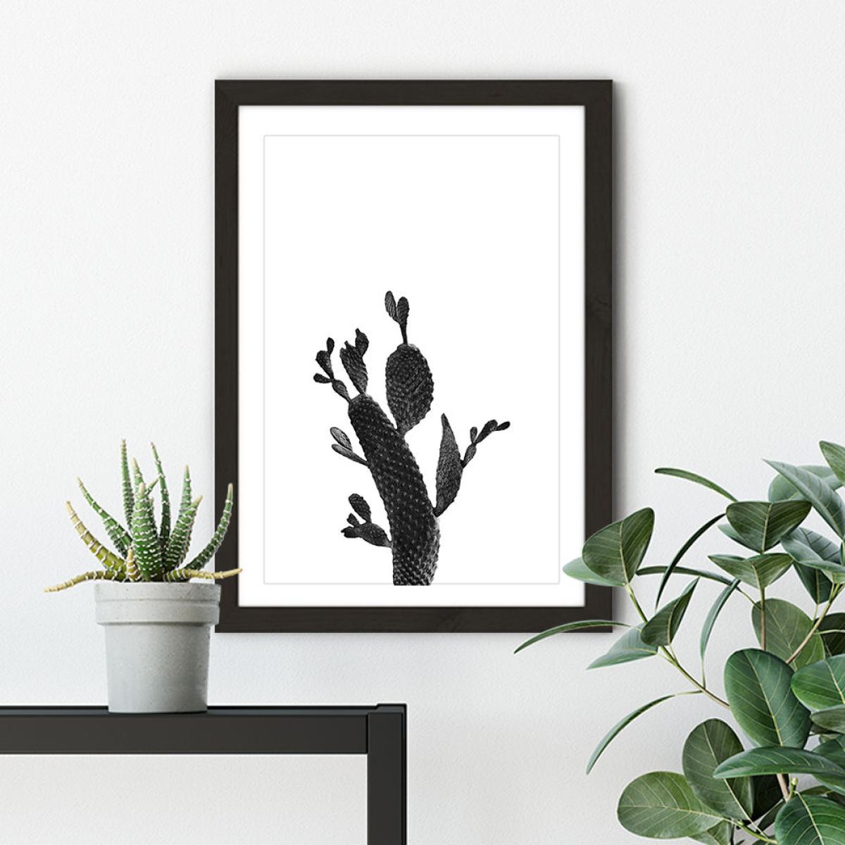 Cactus Black and White 2 Art Print Black Frame – image 5