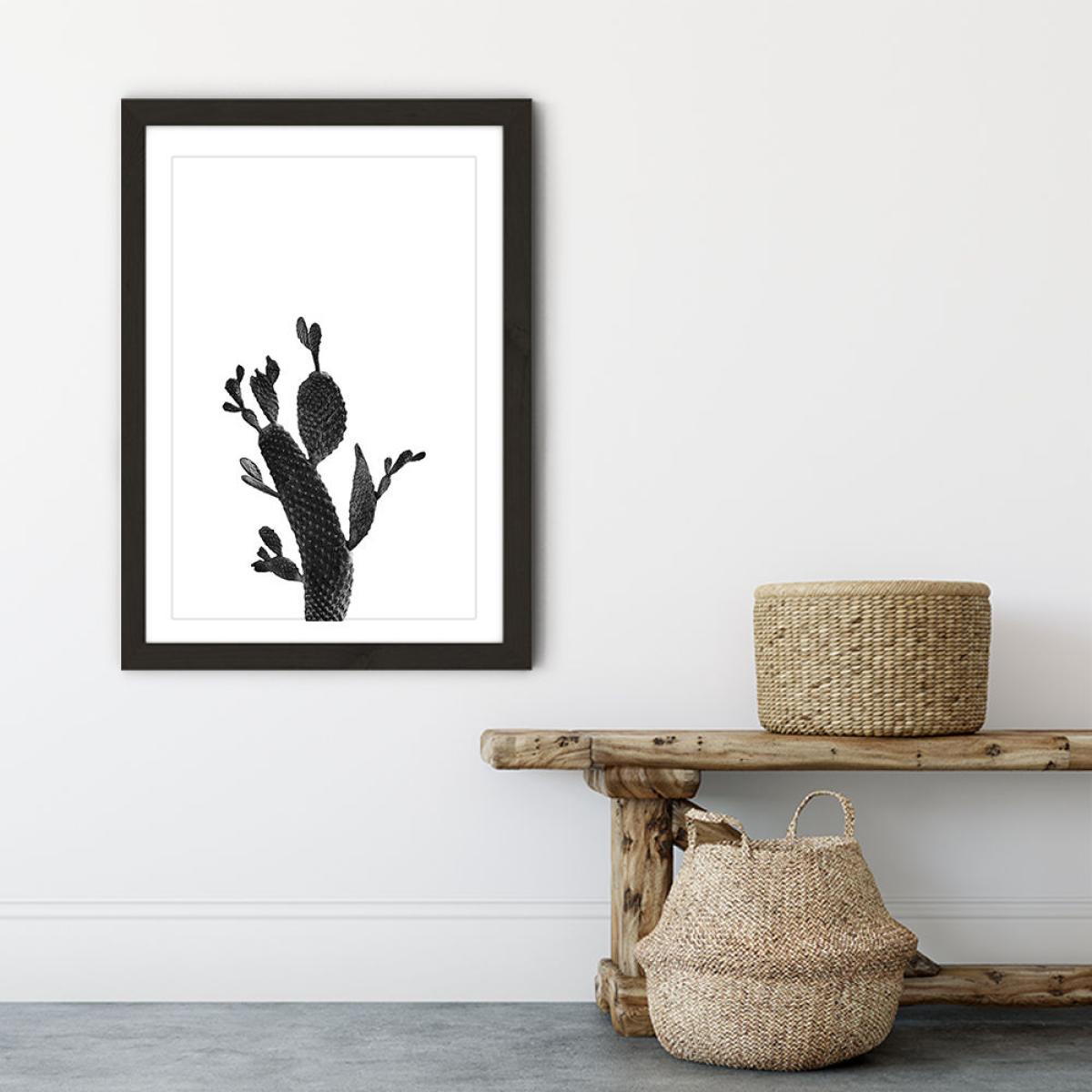 Cactus Black and White 2 Art Print Black Frame – image 6