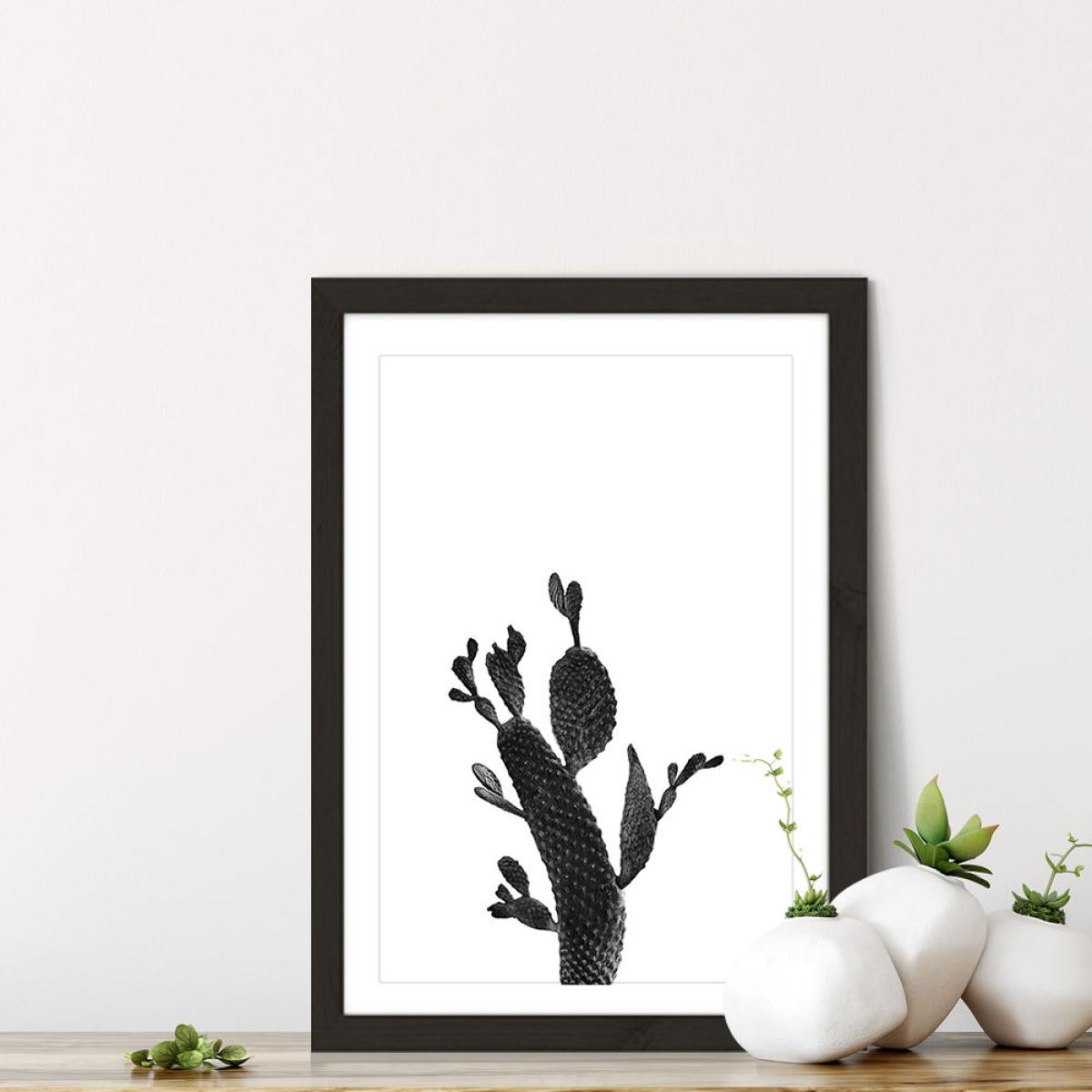Cactus Black and White 2 Art Print Black Frame – image 7