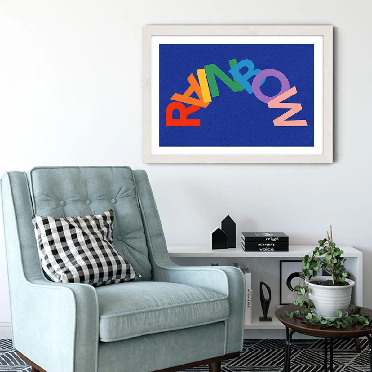 Rainbow Art Print White Frame – image 4