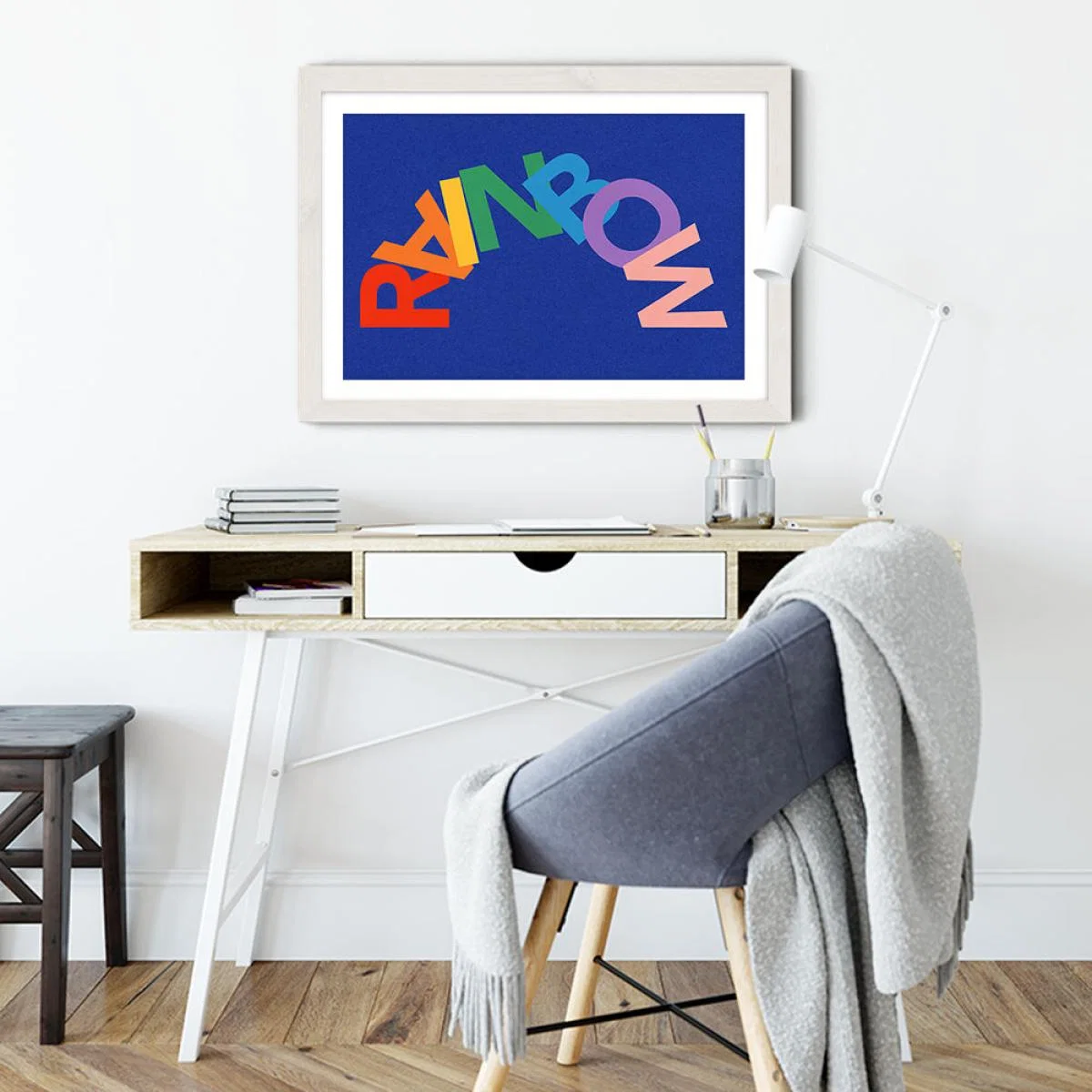 Rainbow Art Print White Frame – image 5