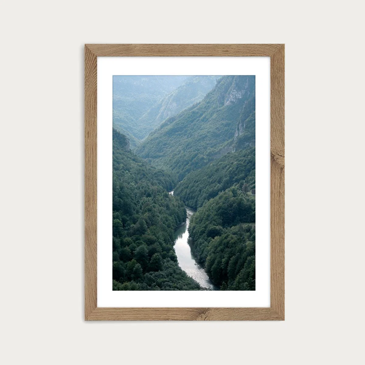 The River through The Forest Art Print Oak Frame