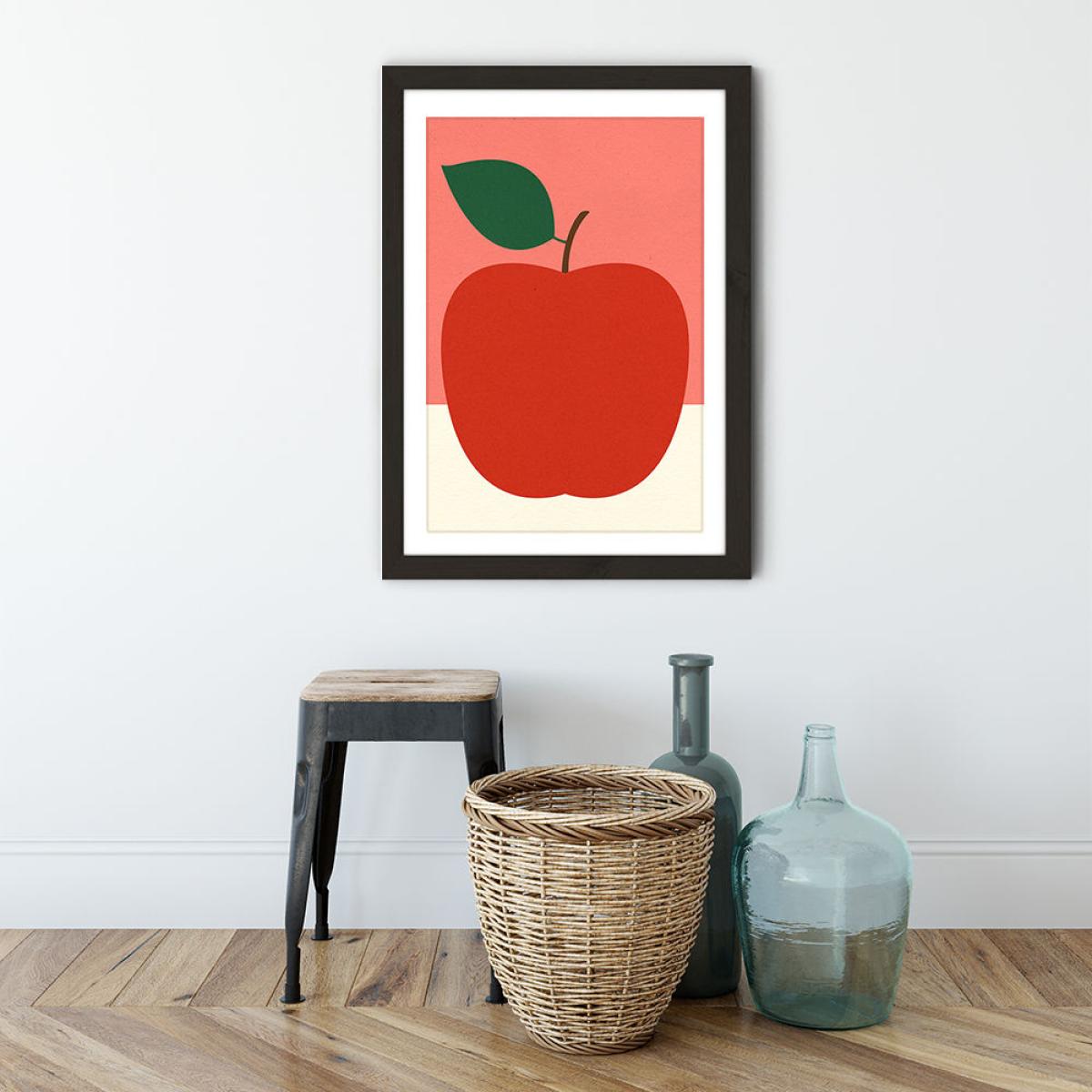 Red Apple Art Print Black Frame – image 3