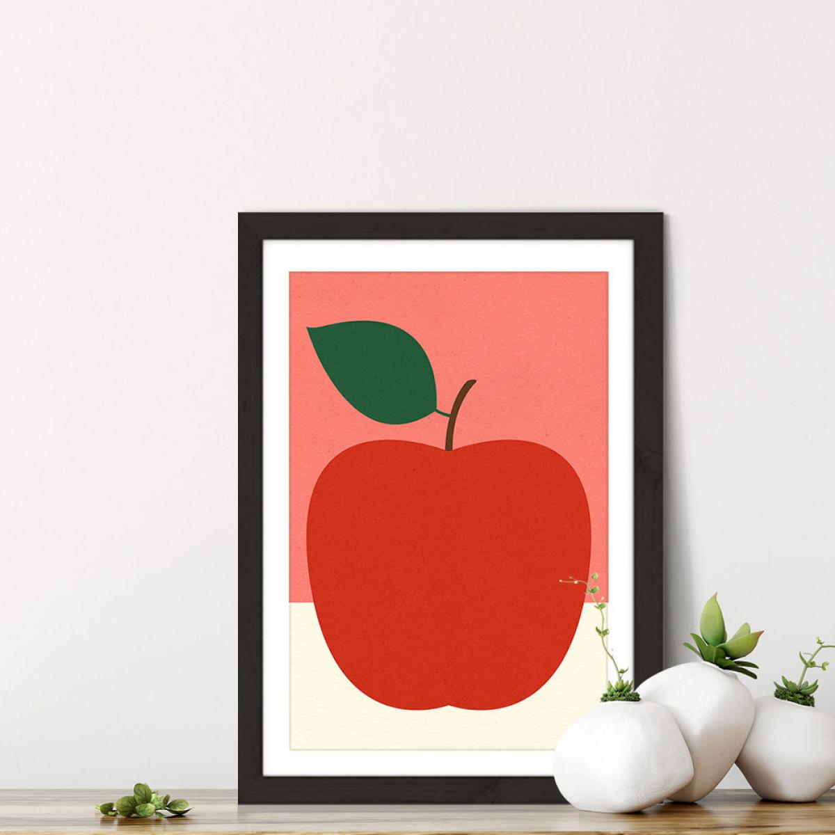 Red Apple Art Print Black Frame – image 7