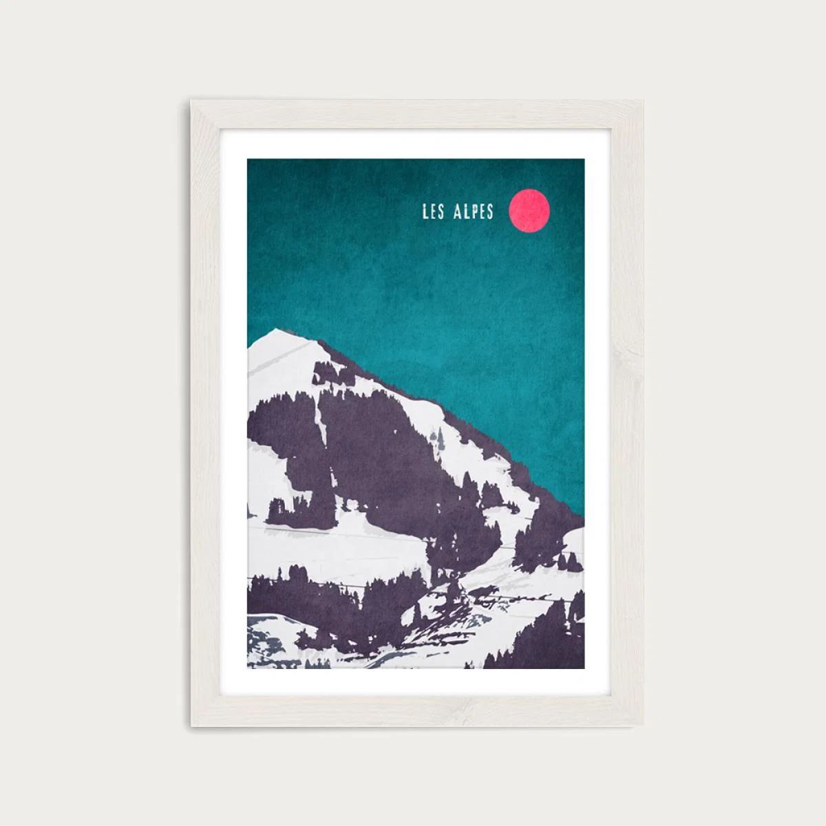 Les Alpes Art Print White Frame – image 1