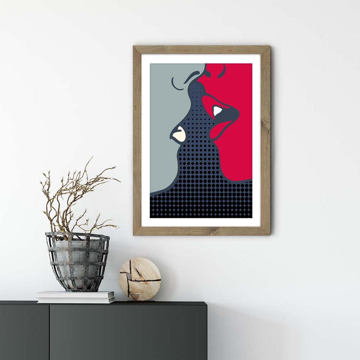 The Kiss Art Print Oak Frame – image 2