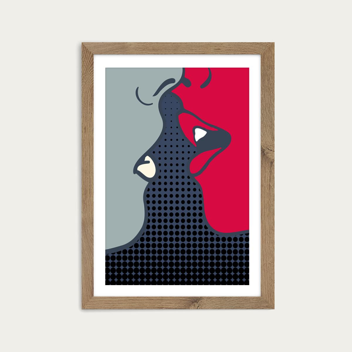 The Kiss Art Print Oak Frame – image 1