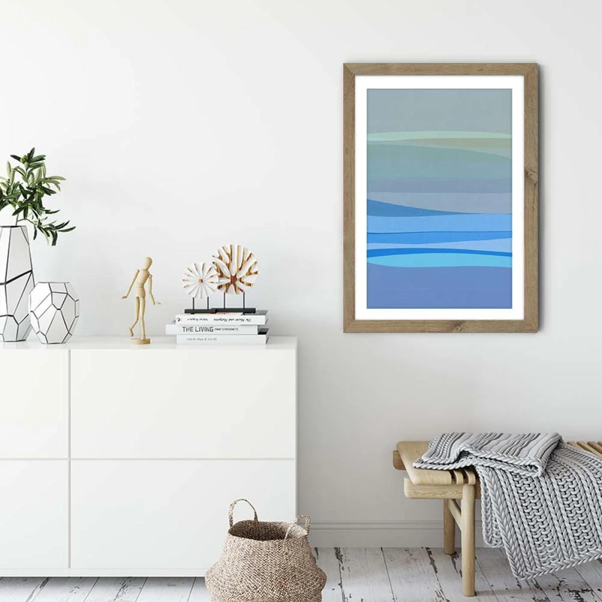 Blue Abstract I Art Print Oak Frame – image 3