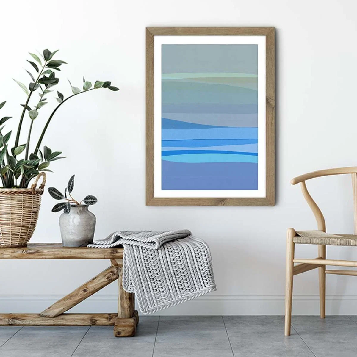 Blue Abstract I Art Print Oak Frame – image 4