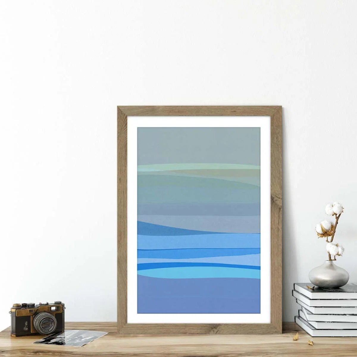 Blue Abstract I Art Print Oak Frame – image 5
