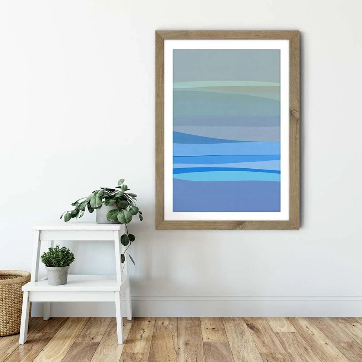 Blue Abstract I Art Print Oak Frame – image 6