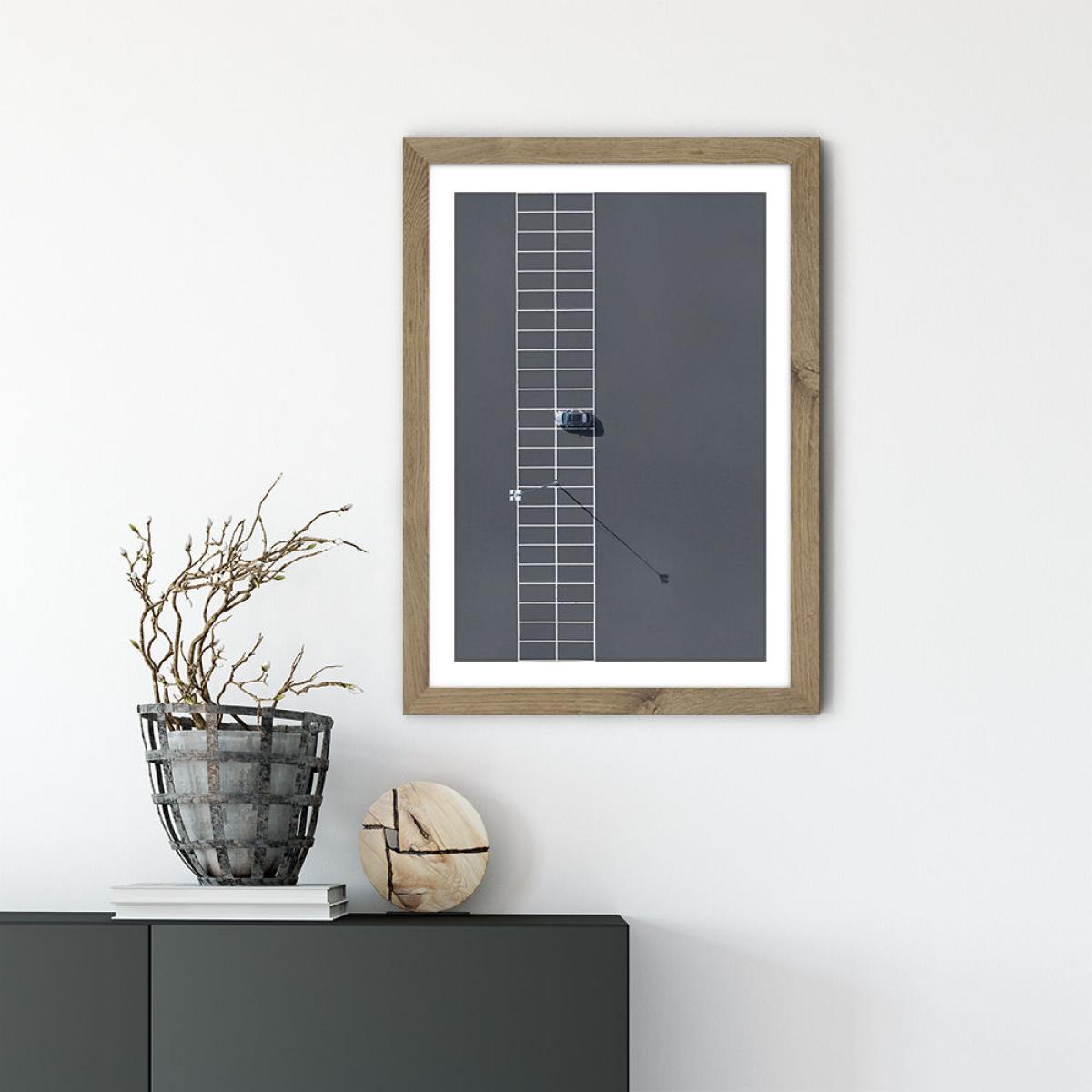 Lonely Parking Art Print Oak Frame – image 2