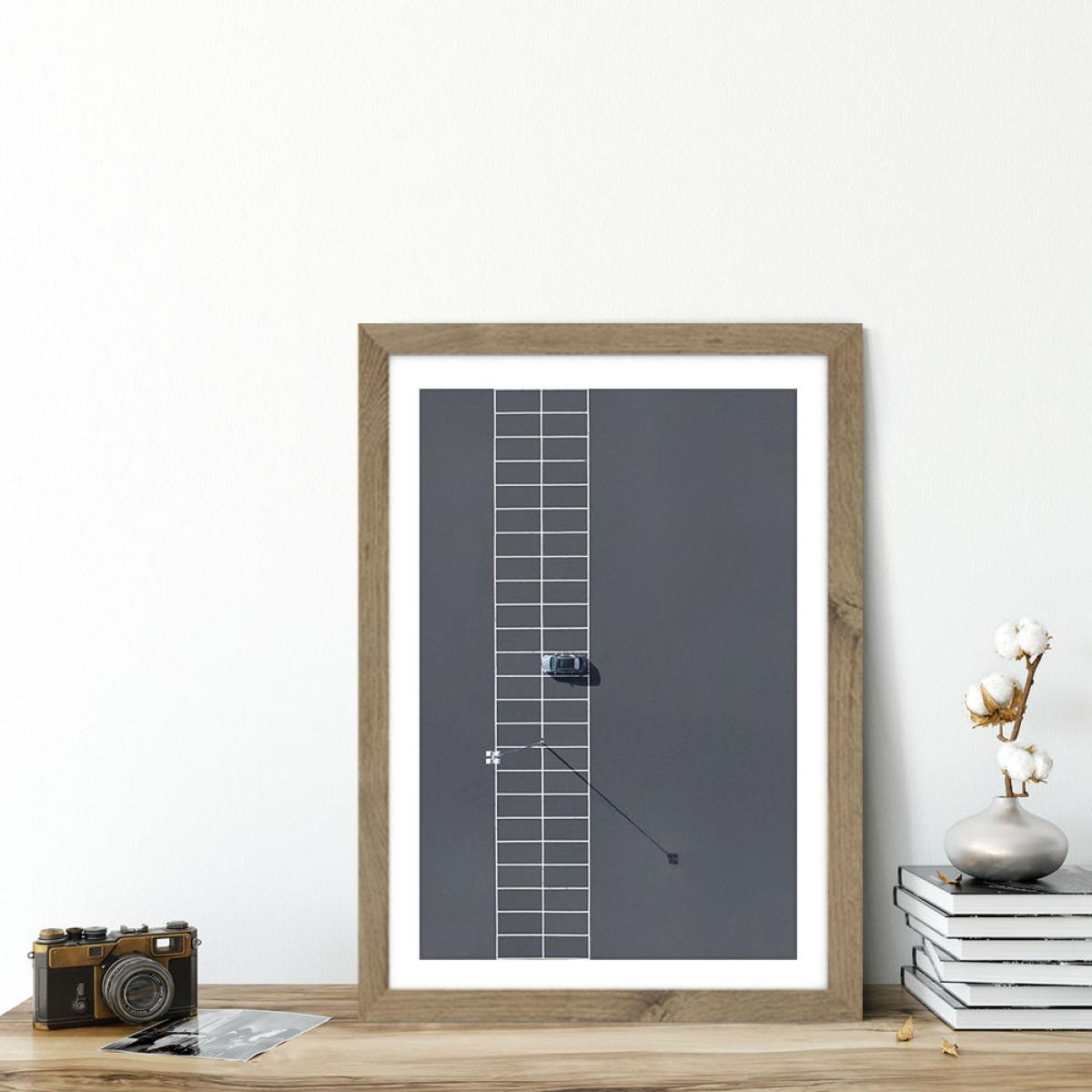 Lonely Parking Art Print Oak Frame – image 4