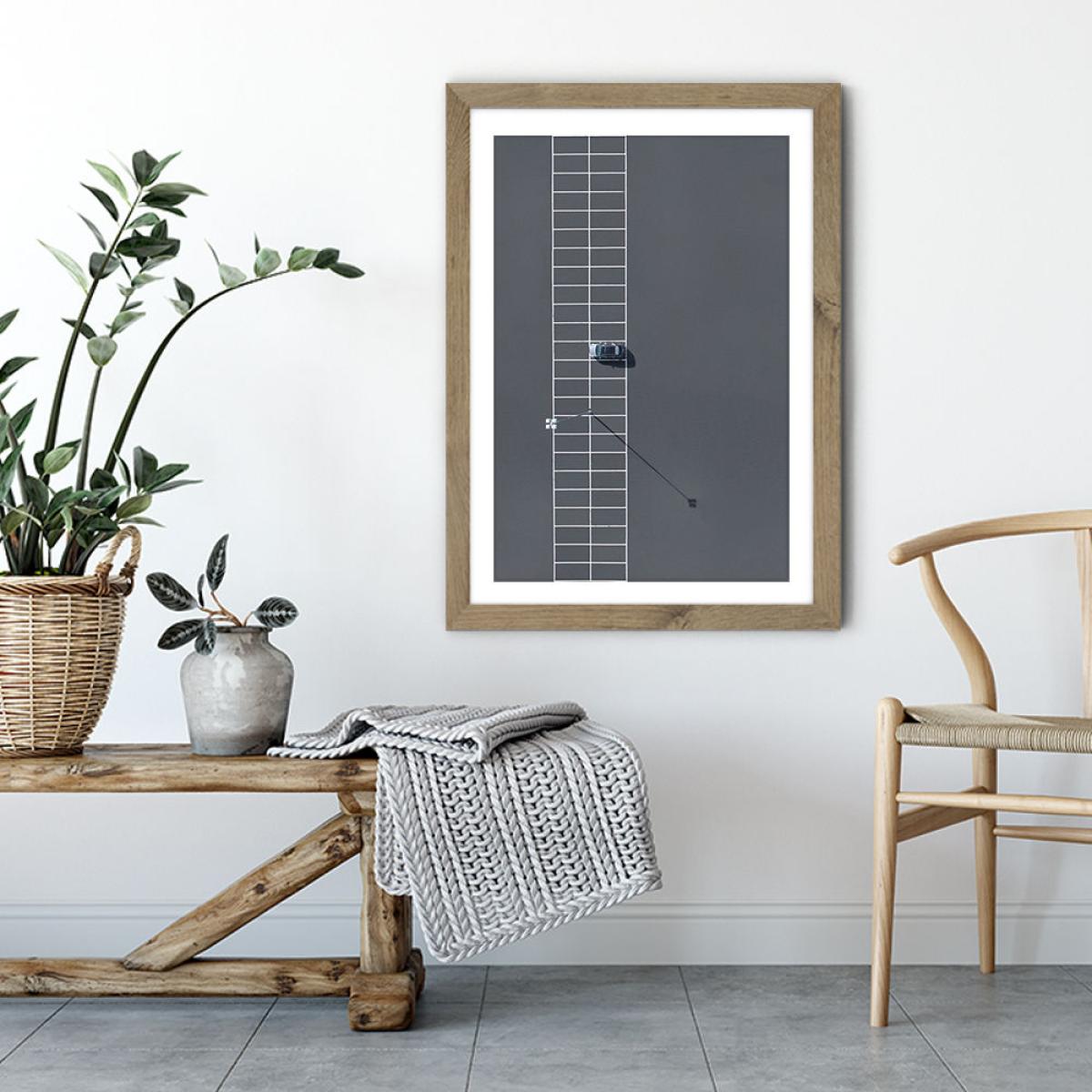 Lonely Parking Art Print Oak Frame – image 5