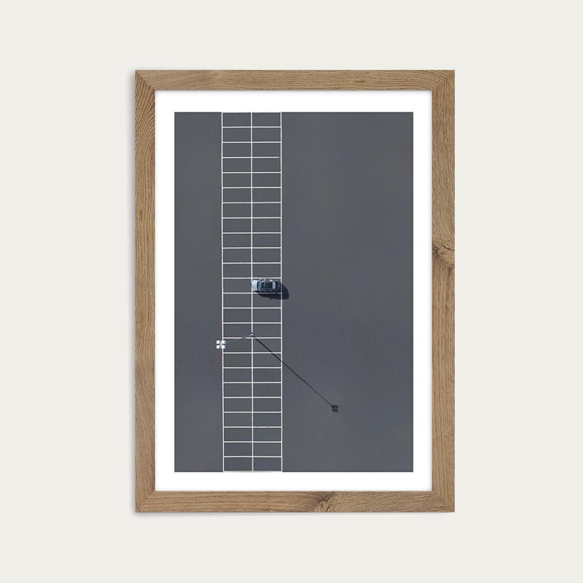 Lonely Parking Art Print Oak Frame – image 1