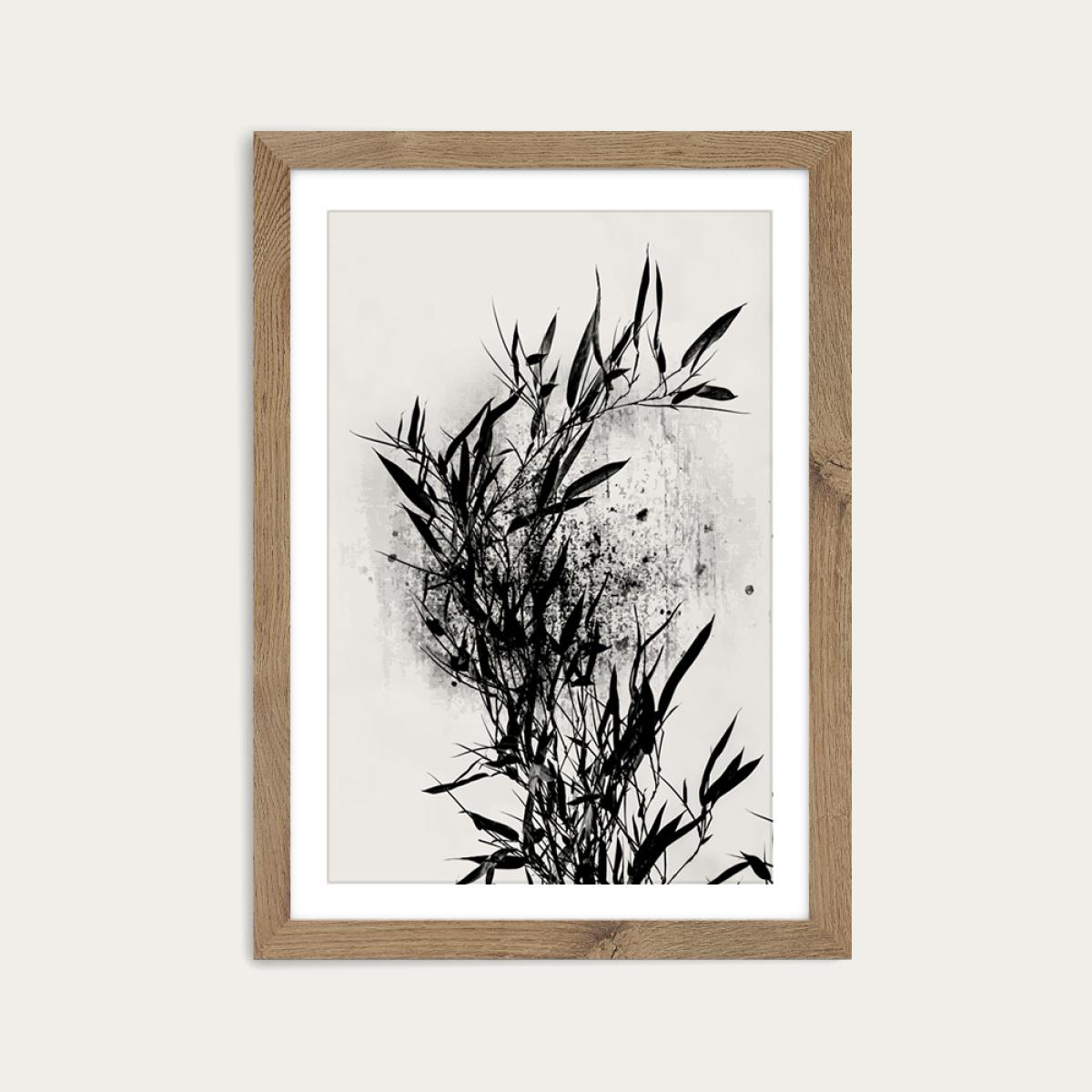 Black Orchidee Art Print Oak Frame