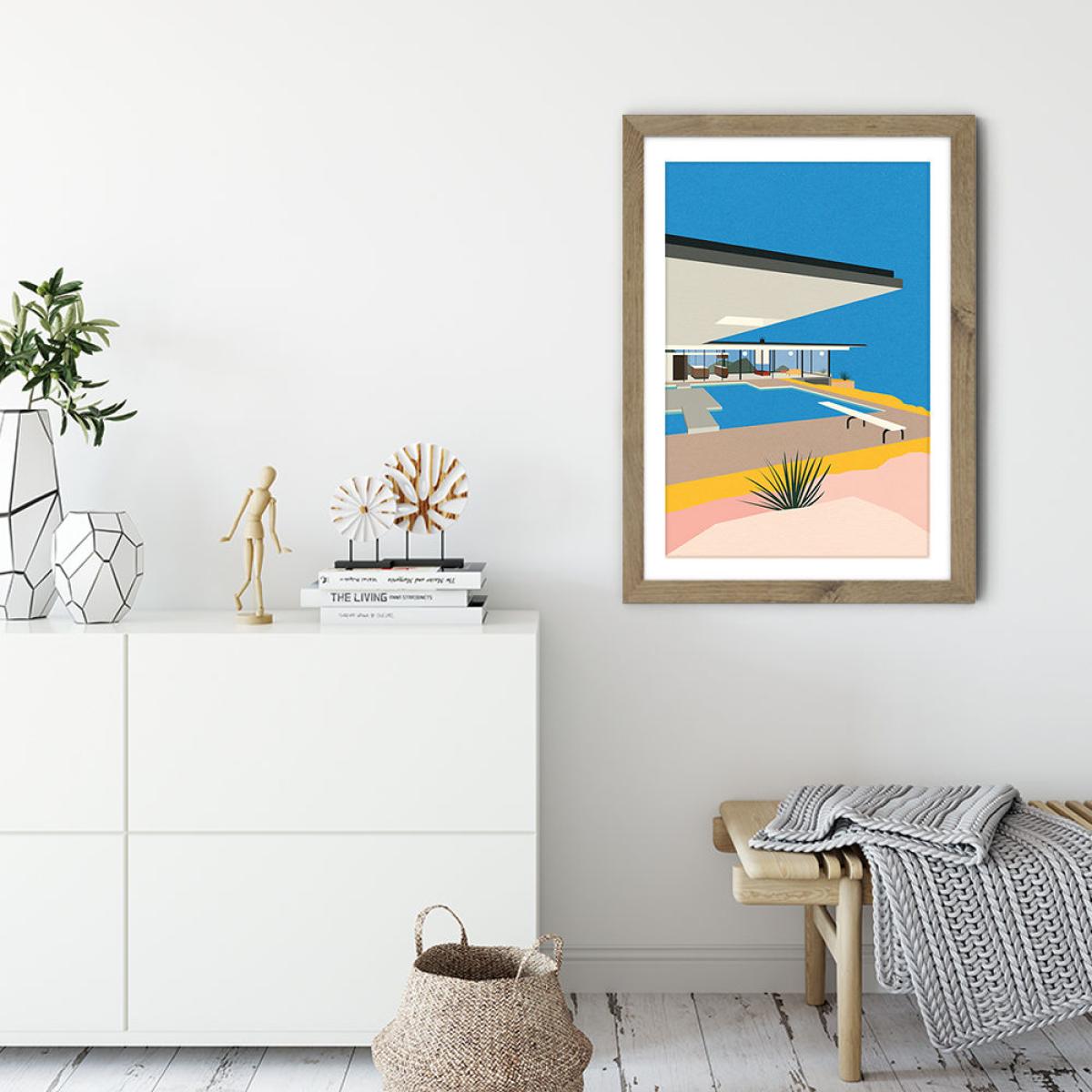 LA Stahl House Art Print Oak Frame – image 3