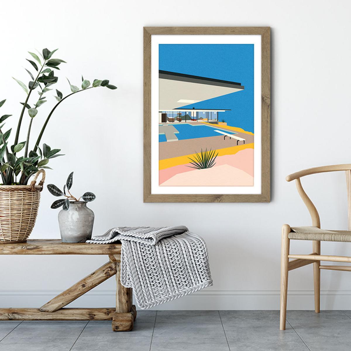 LA Stahl House Art Print Oak Frame – image 4