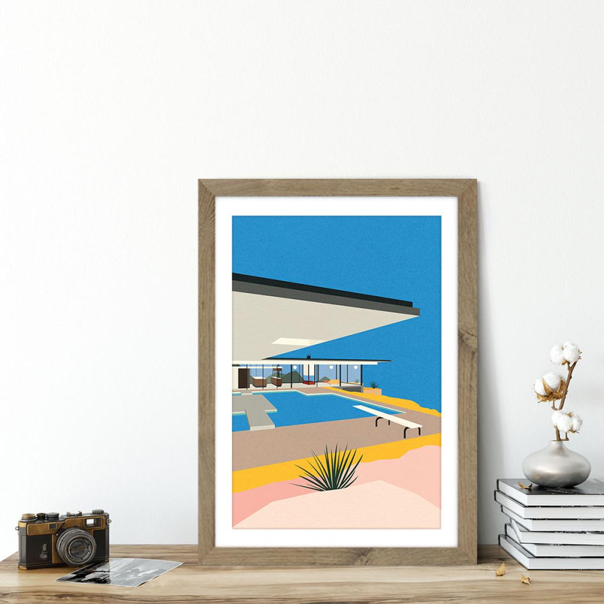 LA Stahl House Art Print Oak Frame – image 5