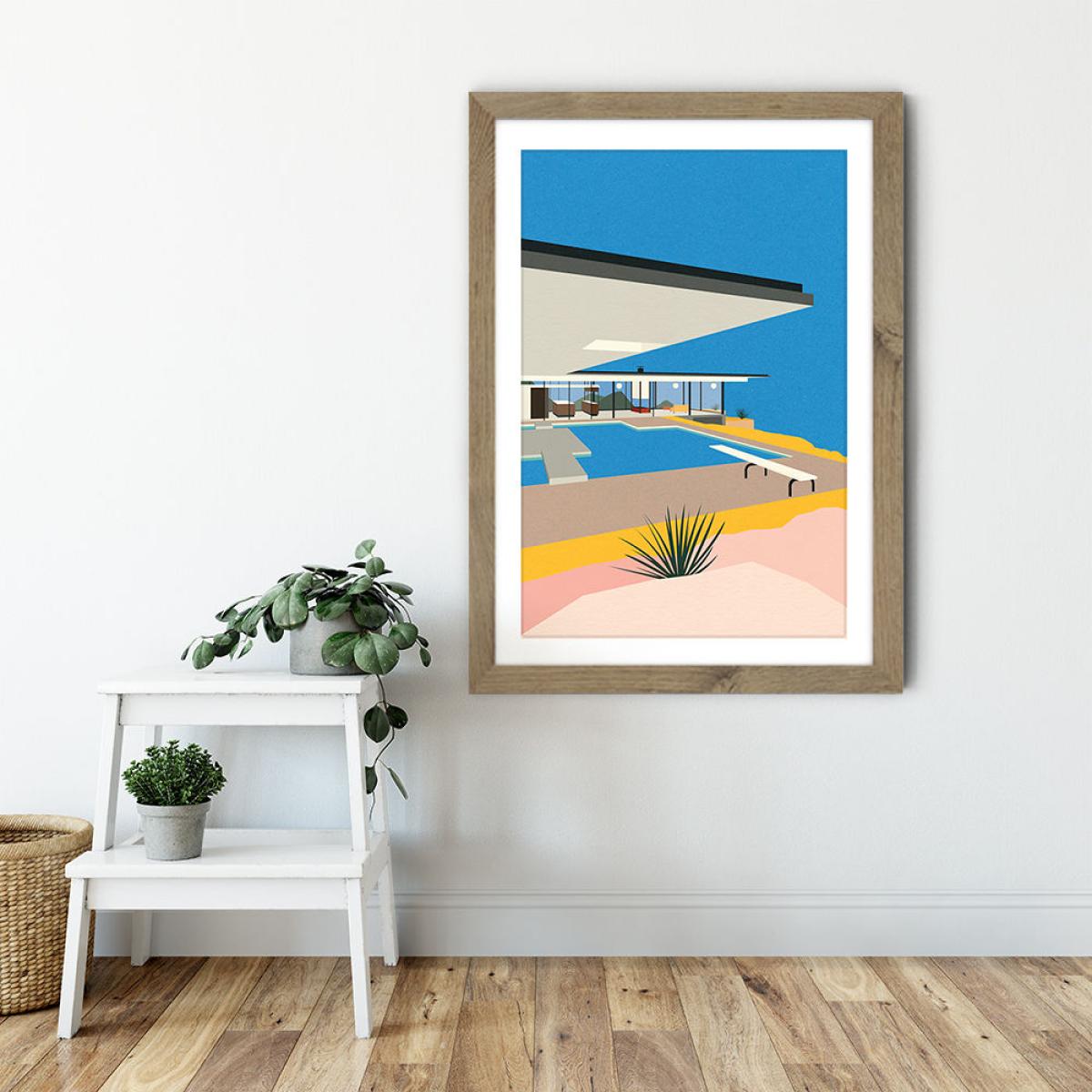 LA Stahl House Art Print Oak Frame – image 6