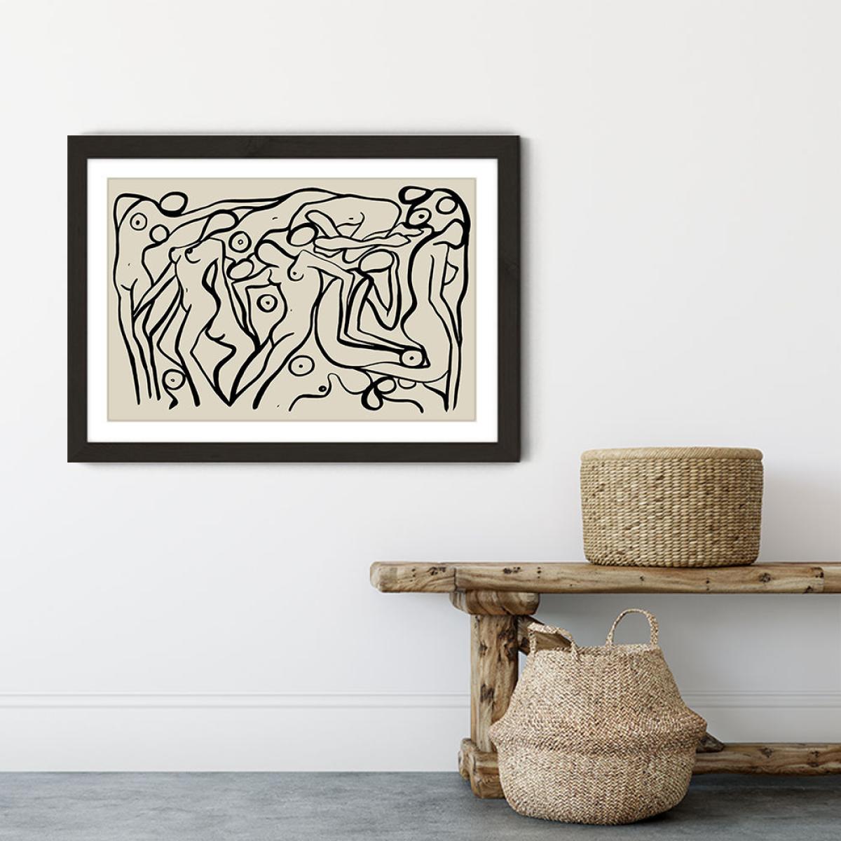 Psychedelic Nudes II Beige Art Print Black Frame – image 4