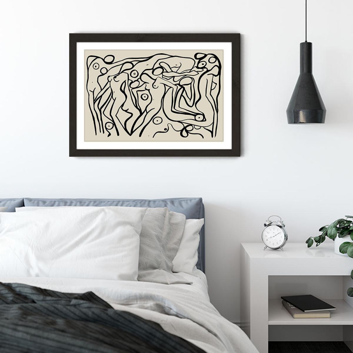 Psychedelic Nudes II Beige Art Print Black Frame – image 5