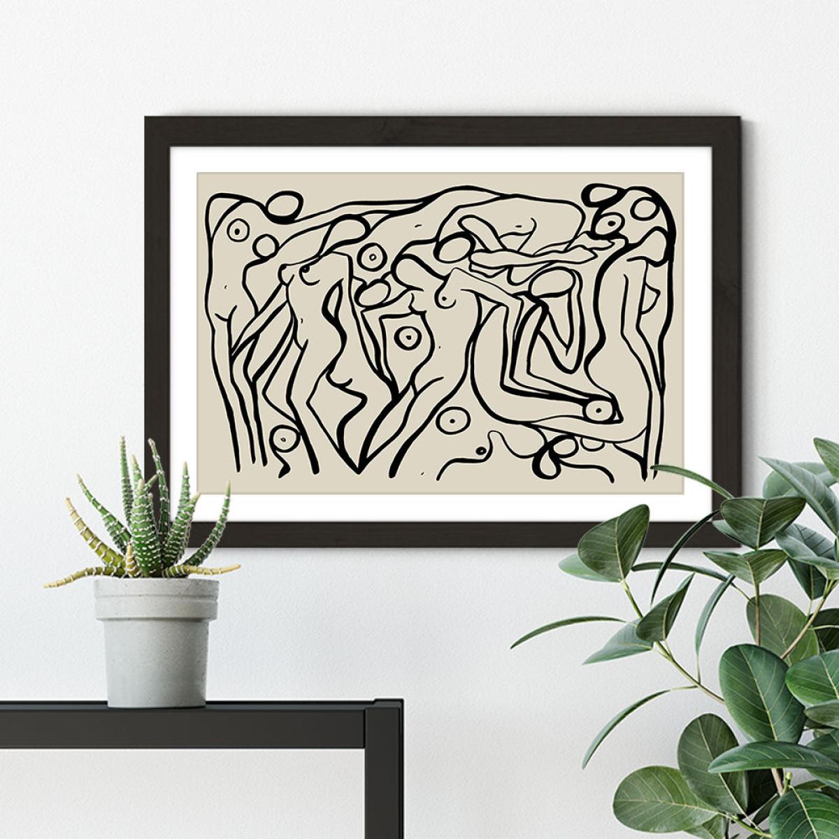 Psychedelic Nudes II Beige Art Print Black Frame – image 6